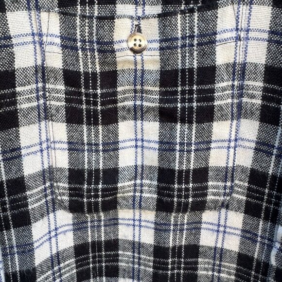 Windridge Mervyns Vintage Plaid Grunge Retro Mens Black White Flannel Shirt M - Picture 5 of 8